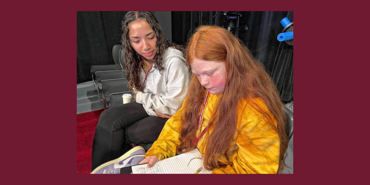 Franklin Pierce student Isabel Collier works with a Rindge Memorial School student during a visit to the Fitzwater Center on the Franklin Pierce University campus.